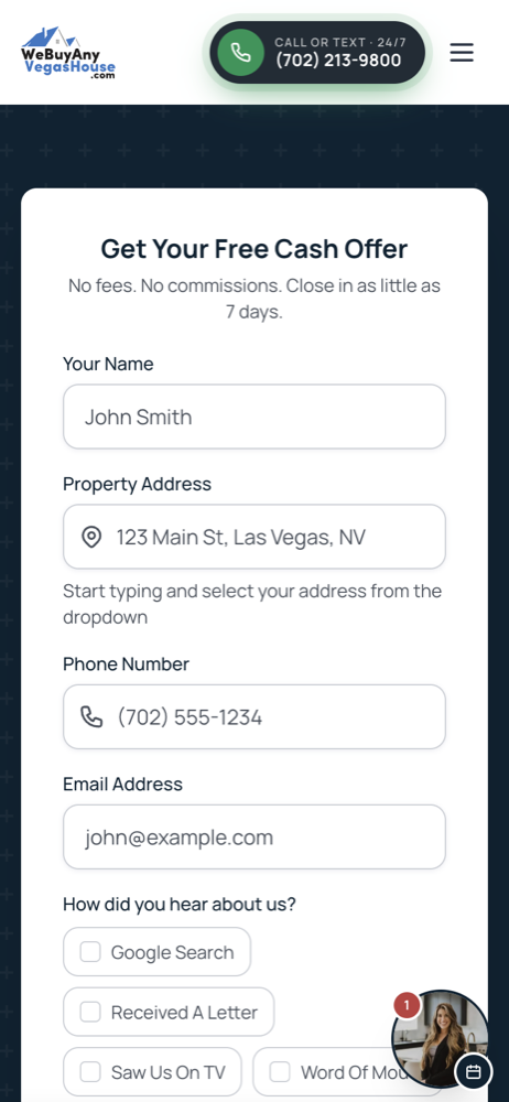 Full lead form on a phone